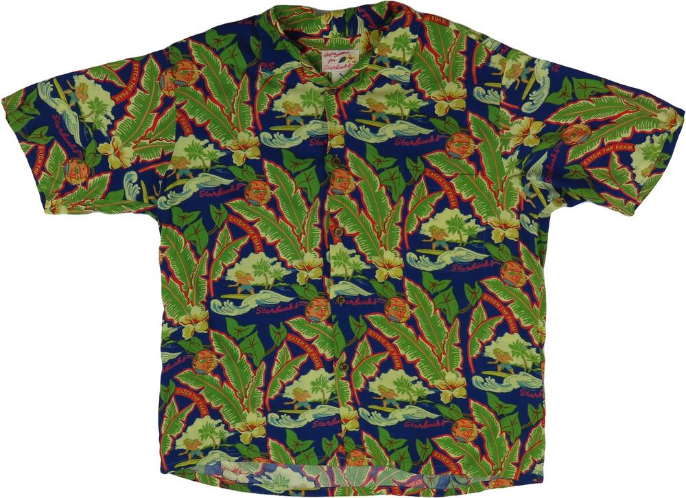 Vintage Reyn Spooner Starbucks Doonesbury Surfer Hawaiian Tropical Camp Shirt
